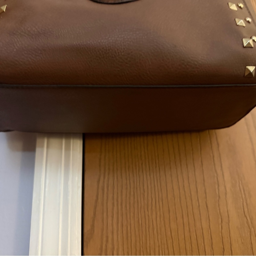 Dasein Coffee Brown Studded Faux Leather Tote - Picture 5 of 7